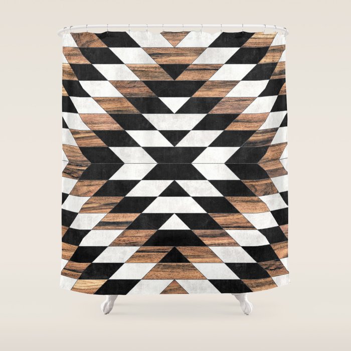 Urban Tribal Pattern No.13 - Aztec - Concrete And Wood Shower Curtain