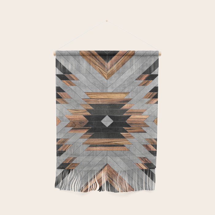 Urban Tribal Pattern No.6 - Aztec - Concrete And Wood Wall Hanging