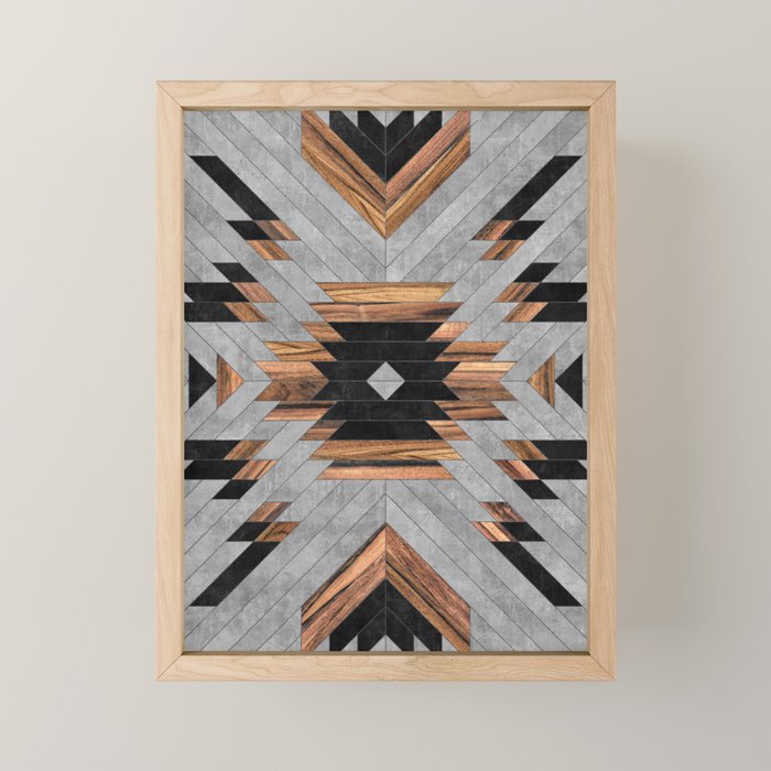 Urban Tribal Pattern No.6 - Aztec - Concrete And Wood Mini Art Print