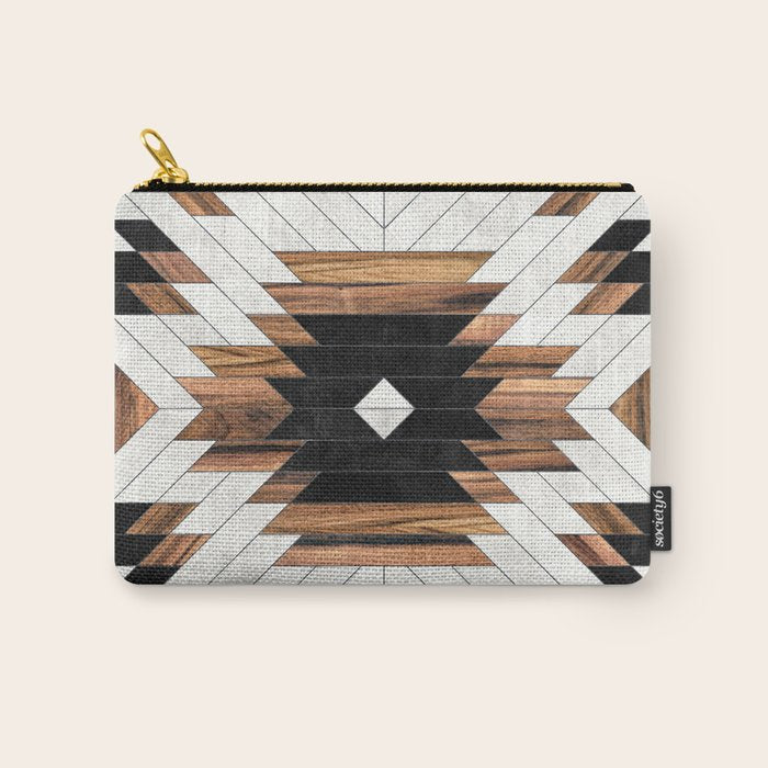 Urban Tribal Pattern No.5 - Aztec - Concrete And Wood Carry All Pouch