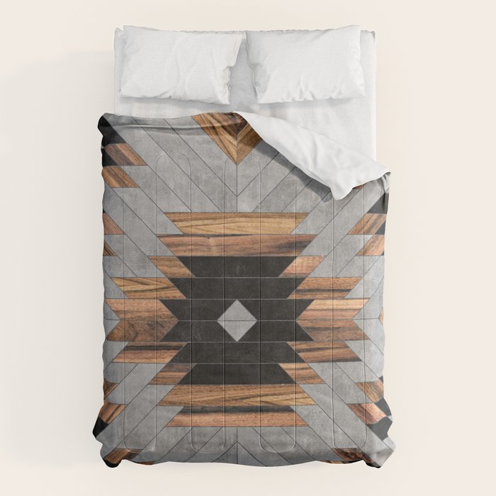 Urban Tribal Pattern No.6 - Aztec - Concrete And Wood Comforter