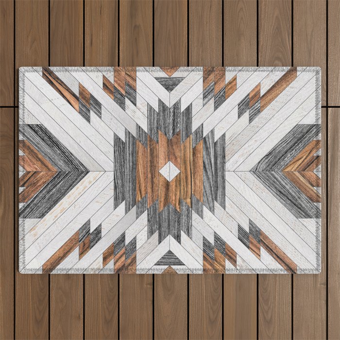 Urban Tribal Pattern No.8 - Aztec - Wood Outdoor Rug
