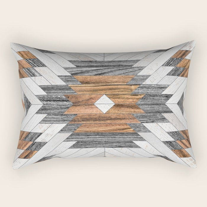 Urban Tribal Pattern No.8 - Aztec - Wood Rectangular Pillow