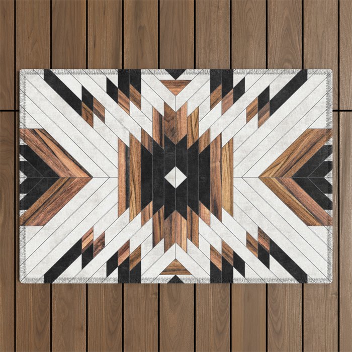 Urban Tribal Pattern No.5 - Aztec - Concrete And Wood Outdoor Rug