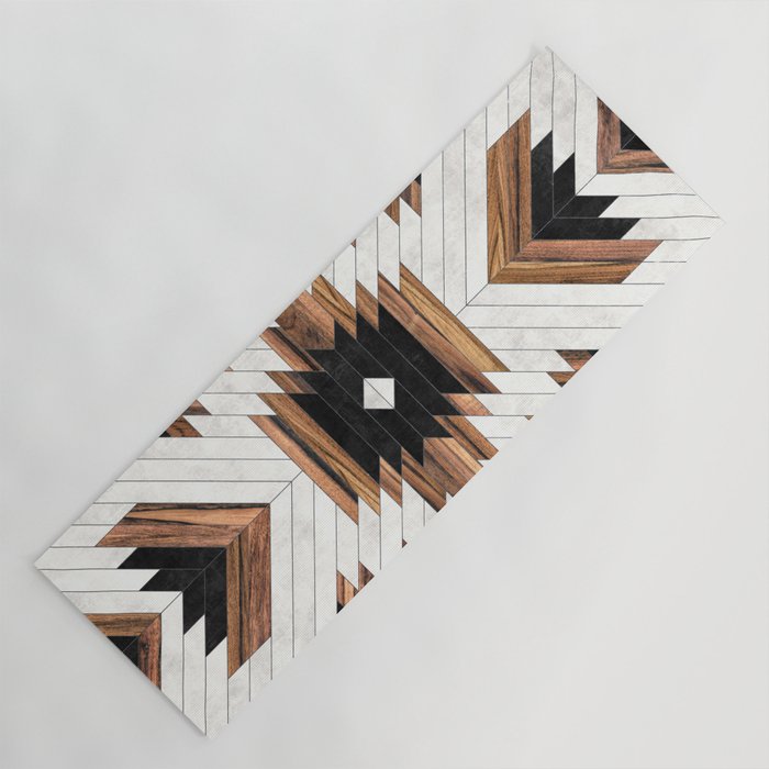 Urban Tribal Pattern No.5 - Aztec - Concrete And Wood Yoga Mat