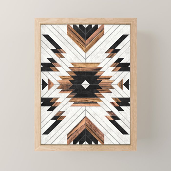 Urban Tribal Pattern No.5 - Aztec - Concrete And Wood Mini Art Print