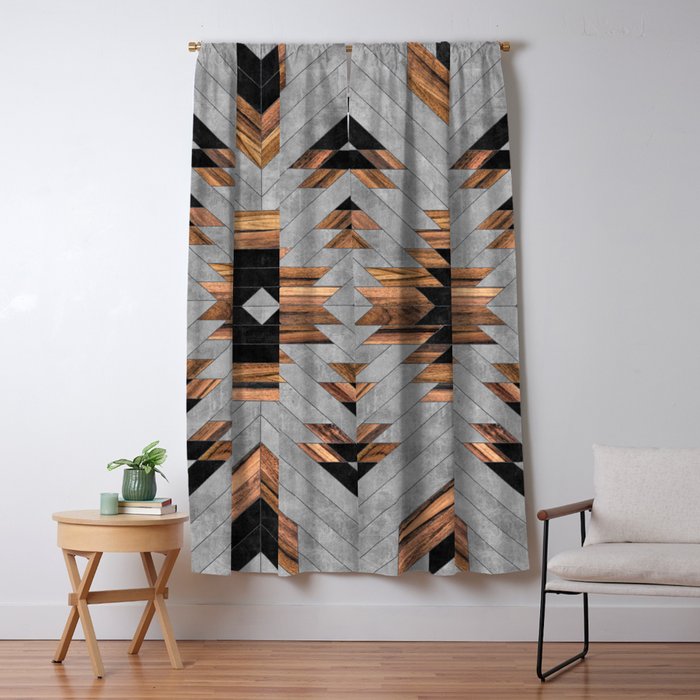 Urban Tribal Pattern No.6 - Aztec - Concrete And Wood Window Curtain