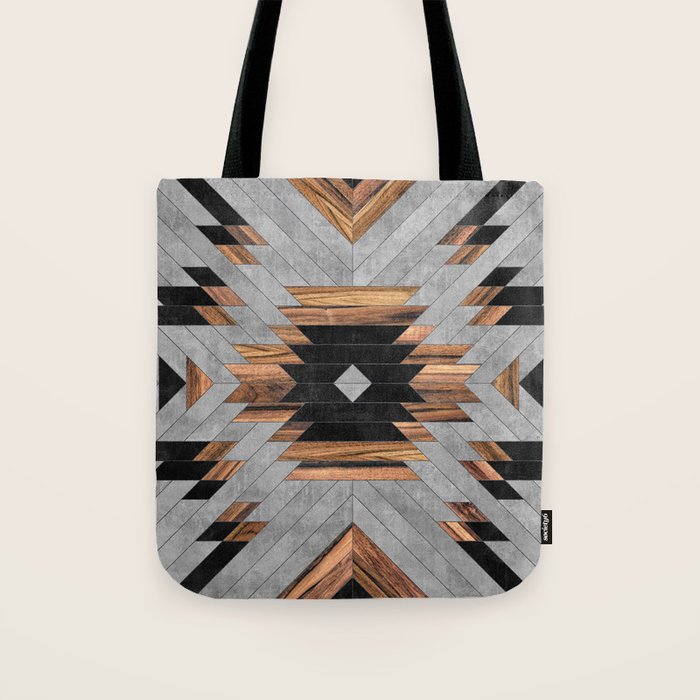 Urban Tribal Pattern No.6 - Aztec - Concrete And Wood Tote Bag