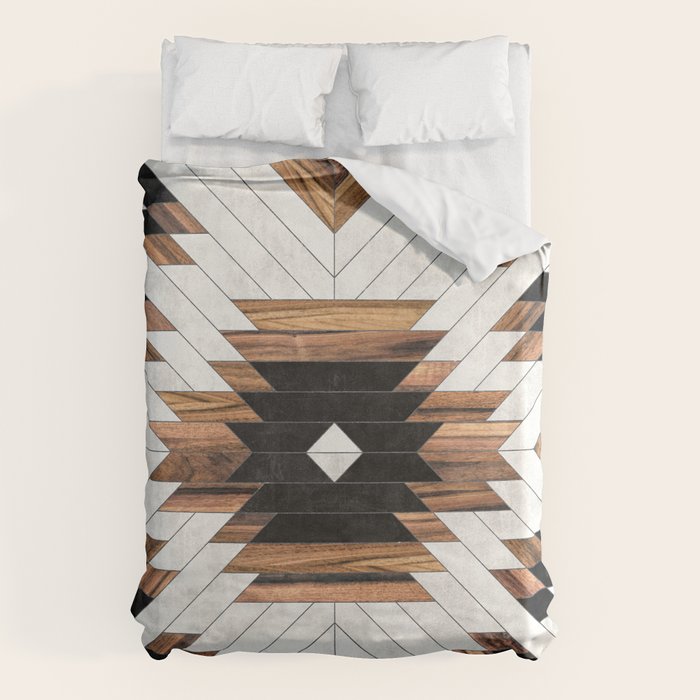 Urban Tribal Pattern No.5 - Aztec - Concrete And Wood Duvet Cover