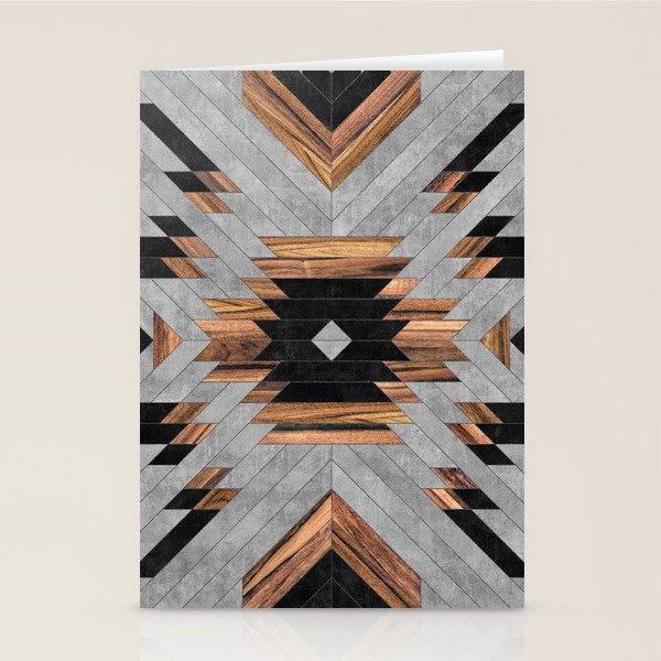Urban Tribal Pattern No.6 - Aztec - Concrete And Wood Stationery Card