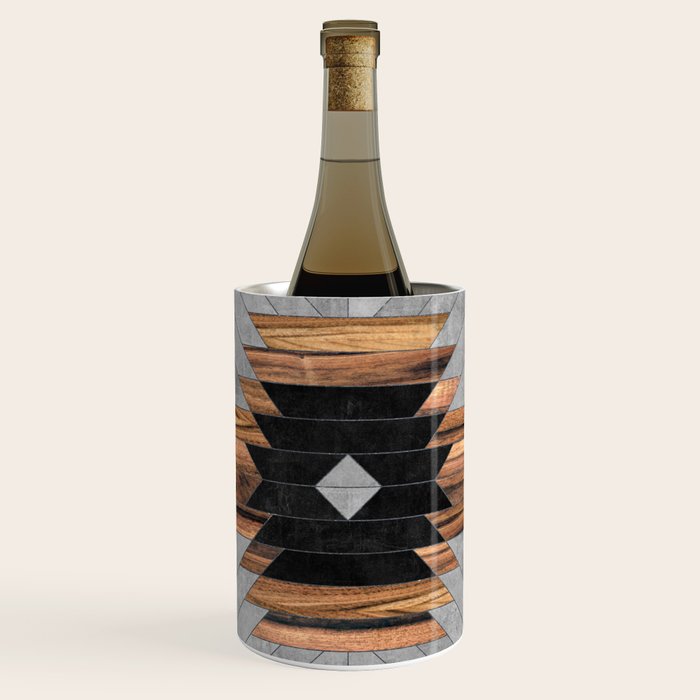 Urban Tribal Pattern No.6 - Aztec - Concrete And Wood Wine Chiller
