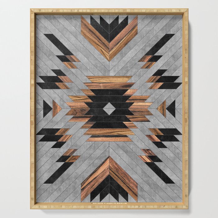 Urban Tribal Pattern No.6 - Aztec - Concrete And Wood Serving Tray