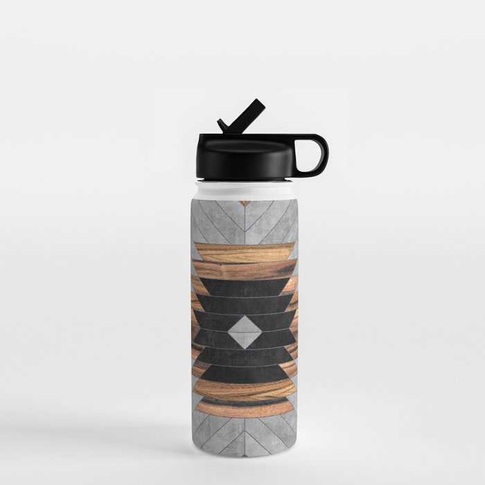 Urban Tribal Pattern No.6 - Aztec - Concrete And Wood Water Bottle