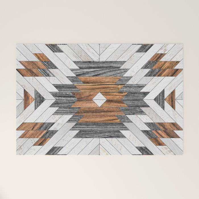 Urban Tribal Pattern No.8 - Aztec - Wood Welcome Mat