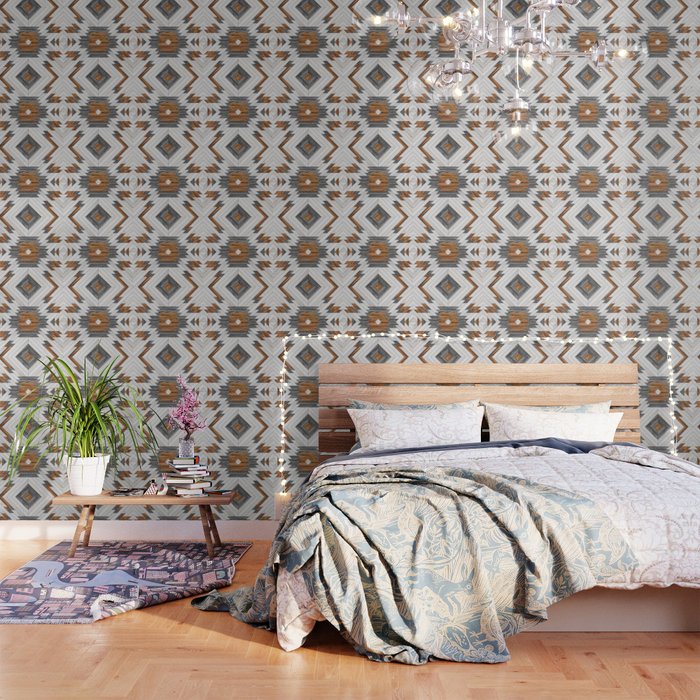 Urban Tribal Pattern No.8 - Aztec - Wood Wallpaper