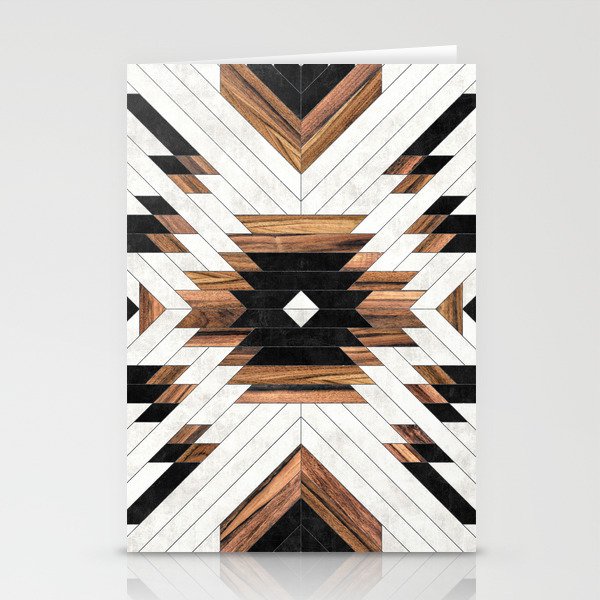 Urban Tribal Pattern No.5 - Aztec - Concrete And Wood Stationery Card