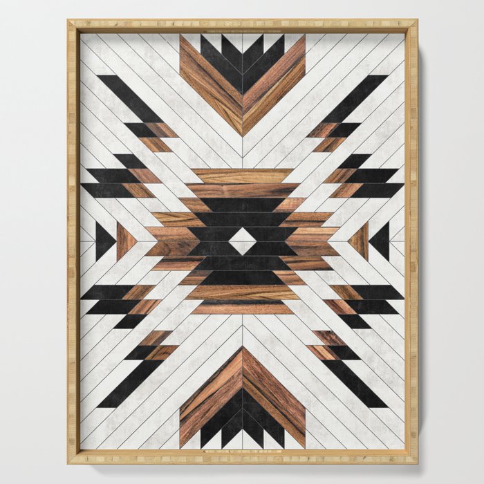 Urban Tribal Pattern No.5 - Aztec - Concrete And Wood Serving Tray
