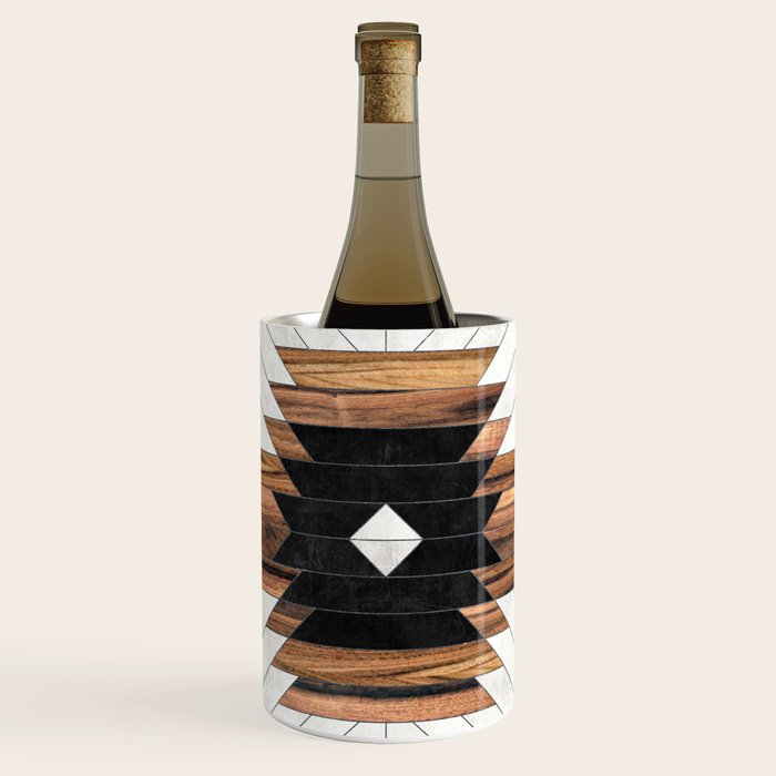 Urban Tribal Pattern No.5 - Aztec - Concrete And Wood Wine Chiller