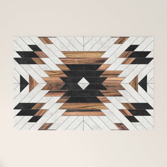 Urban Tribal Pattern No.5 - Aztec - Concrete And Wood Welcome Mat