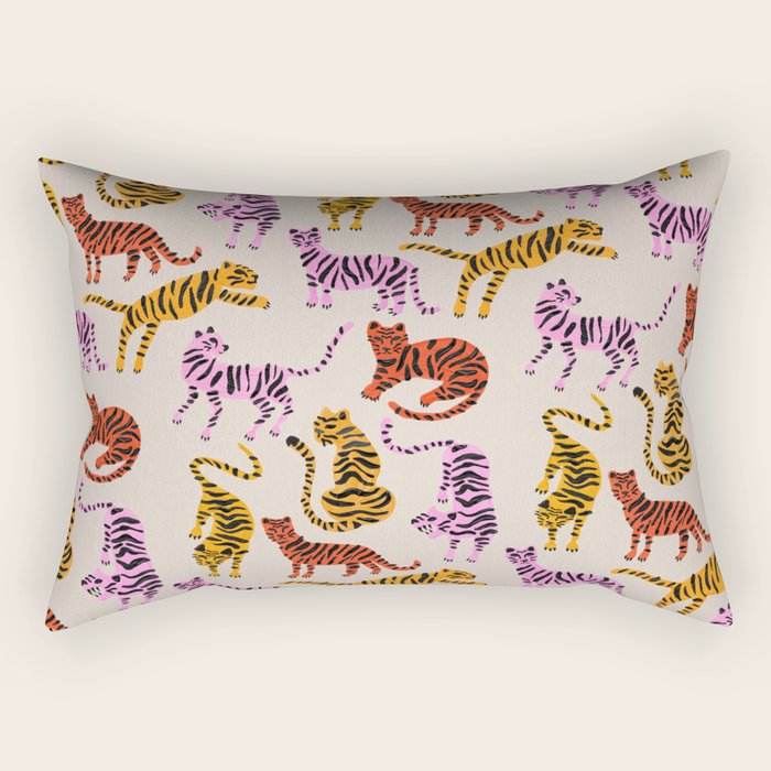 Tiger Collection - Pink & Yellow Palette Rectangular Pillow