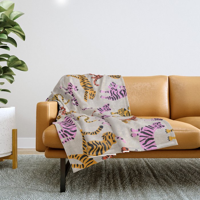 Tiger Collection - Pink & Yellow Palette Throw Blanket