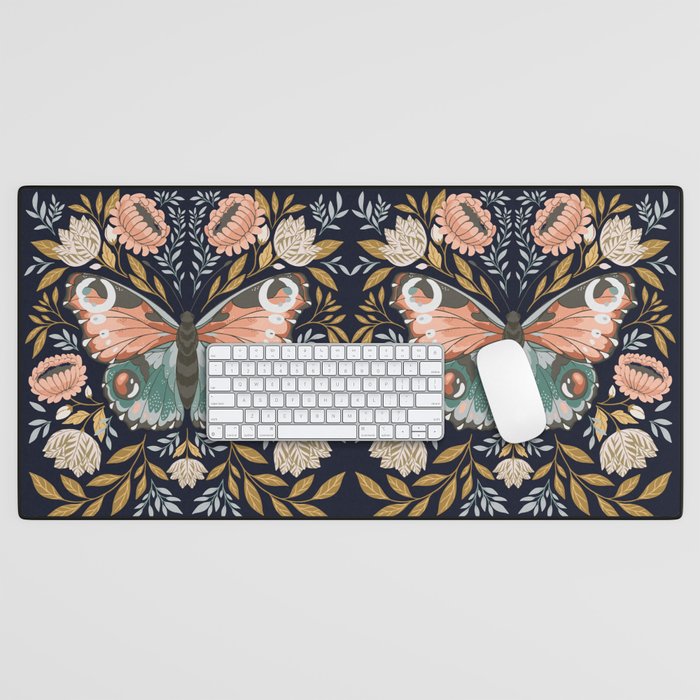 William Morris Butterfly - Midnight Garden Desk Mat