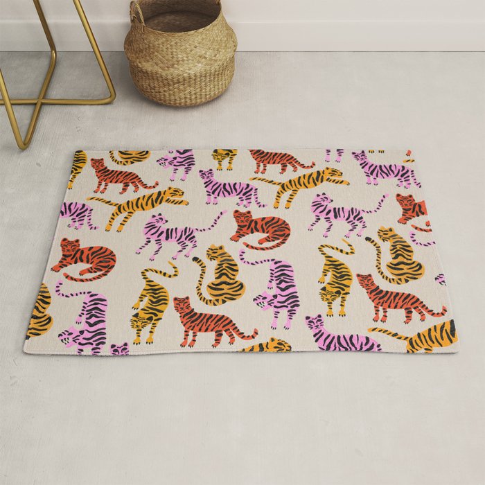 Tiger Collection - Pink & Yellow Palette Rug