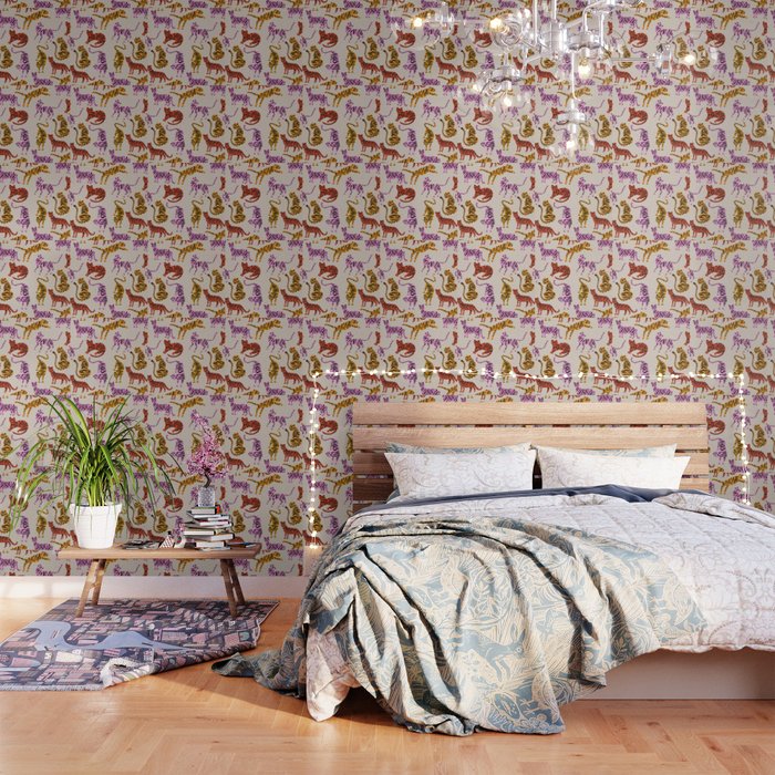 Tiger Collection - Pink & Yellow Palette Wallpaper