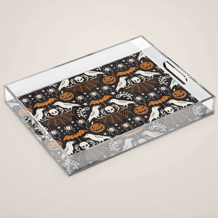 All Hallows' Eve - Black Orange Halloween Acrylic Tray