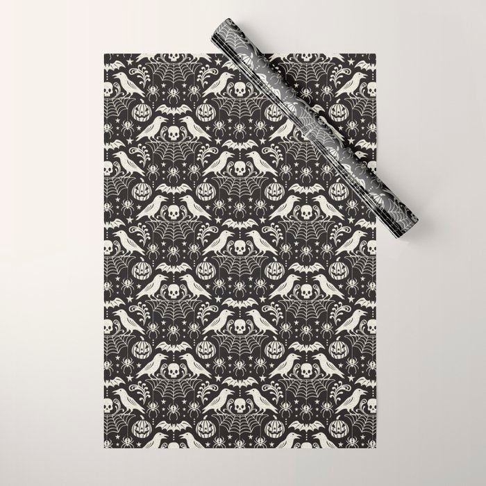 All Hallows' Eve - Black Ivory Halloween Wrapping Paper
