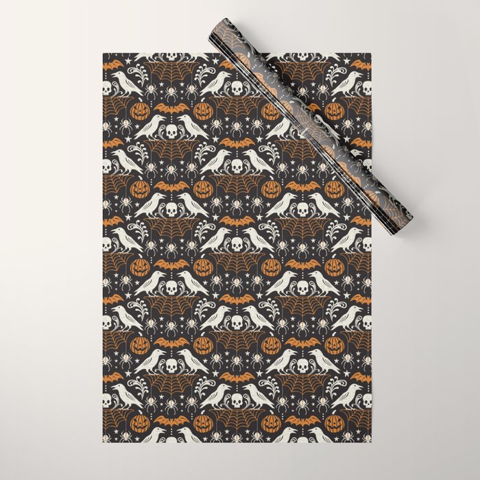 All Hallows' Eve - Black Orange Halloween Wrapping Paper