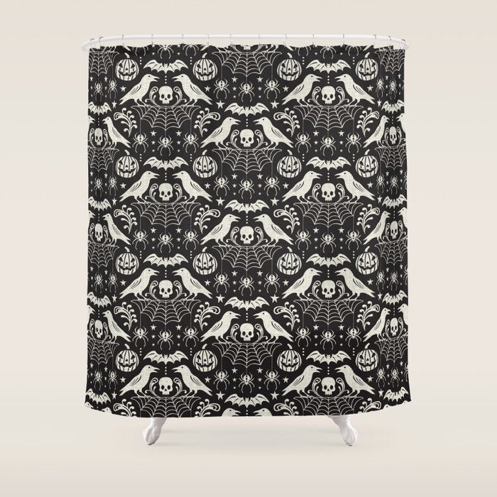 All Hallows' Eve - Black Ivory Halloween Shower Curtain