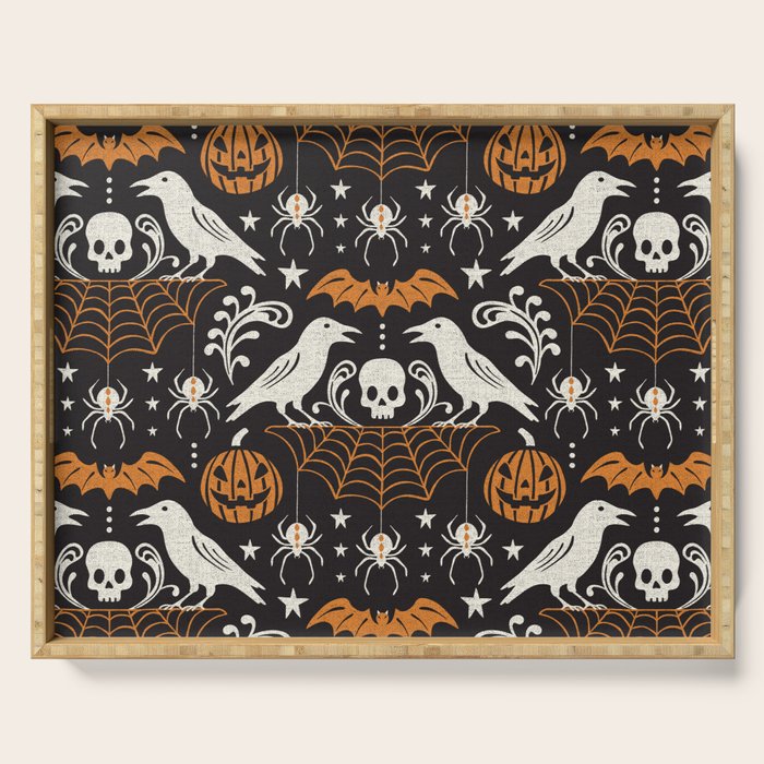 All Hallows' Eve - Black Orange Halloween Serving Tray