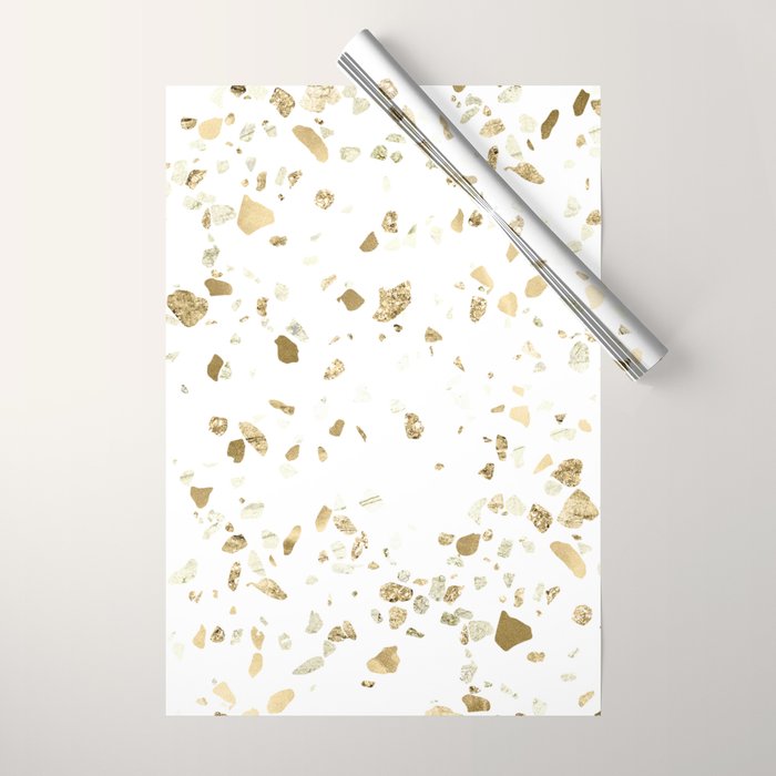 Metallic Gold Terrazzo Sparkle Wrapping Paper