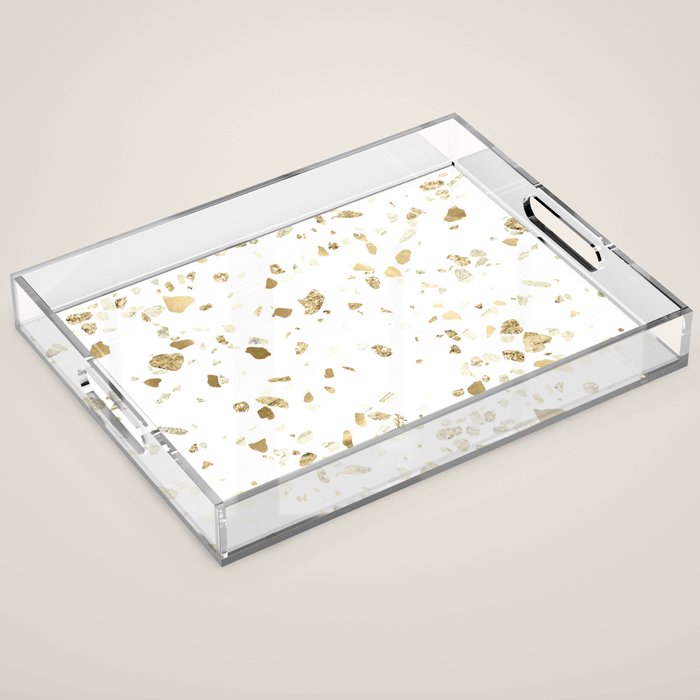 Metallic Gold Terrazzo Sparkle Acrylic Tray