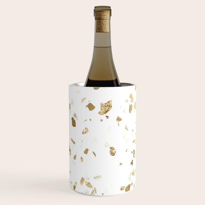 Metallic Gold Terrazzo Sparkle Wine Chiller