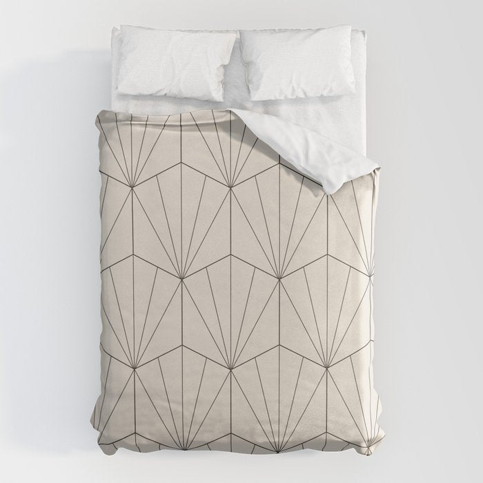 Gisela Geometric Line Art - Black And White Duvet Cover