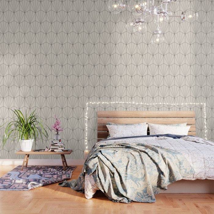 Gisela Geometric Line Art - Black And White Wallpaper