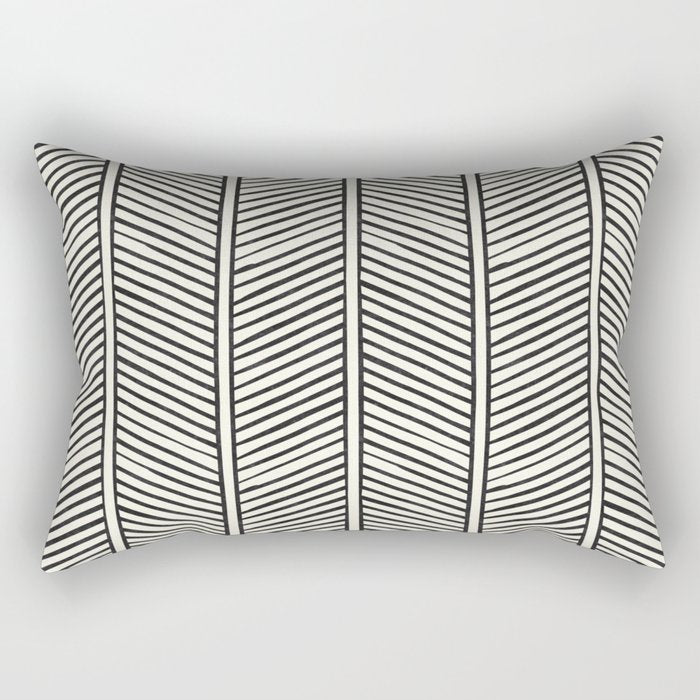 Organic Chevron - Inkwell On Cream Rectangular Pillow