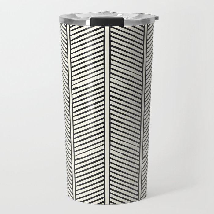 Organic Chevron - Inkwell On Cream Travel Mug