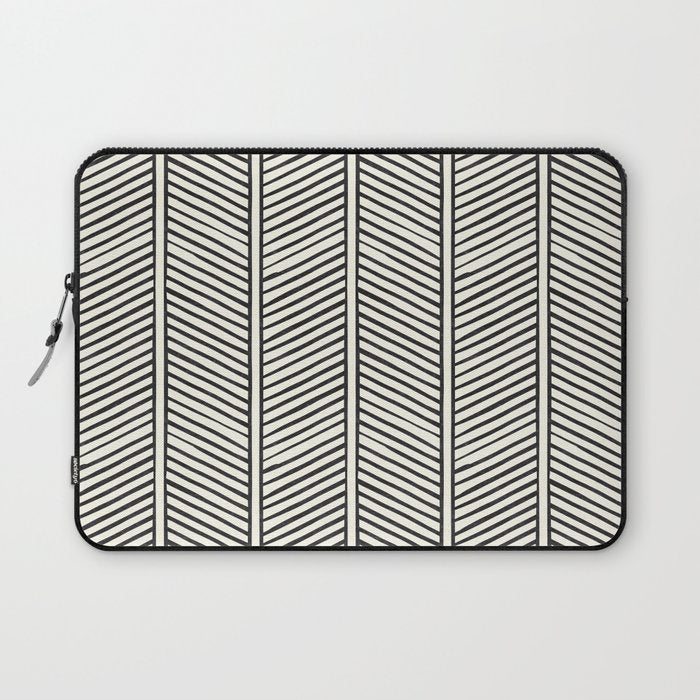 Organic Chevron - Inkwell On Cream Laptop Sleeve
