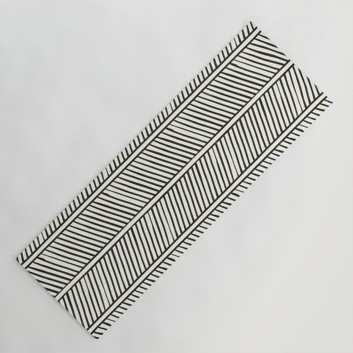 Organic Chevron - Inkwell On Cream Yoga Mat