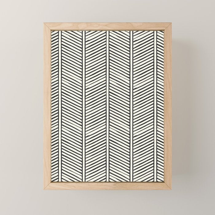 Organic Chevron - Inkwell On Cream Mini Art Print