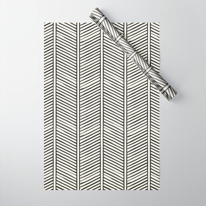 Organic Chevron - Inkwell On Cream Wrapping Paper
