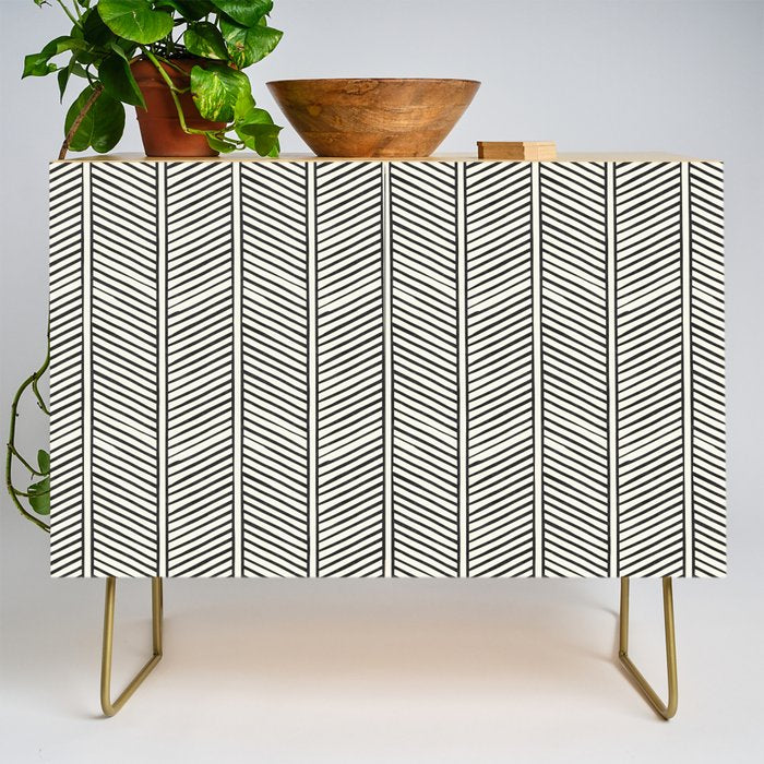 Organic Chevron - Inkwell On Cream Credenza