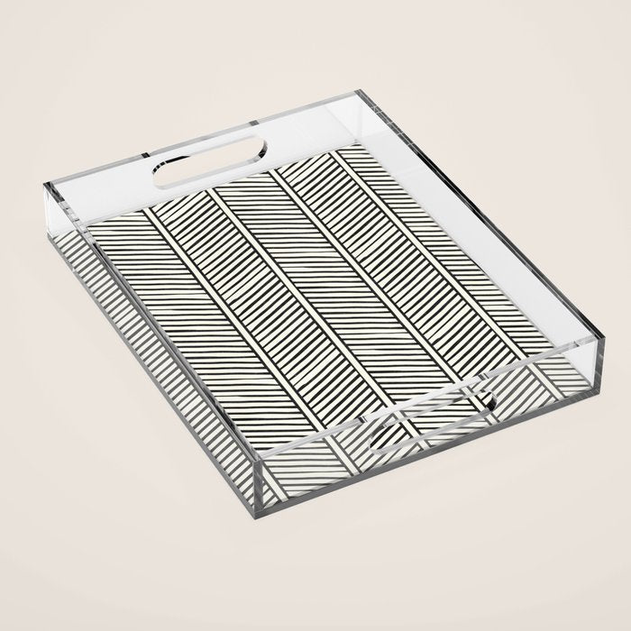 Organic Chevron - Inkwell On Cream Acrylic Tray
