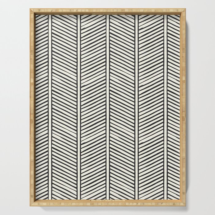 Organic Chevron - Inkwell On Cream Serving Tray