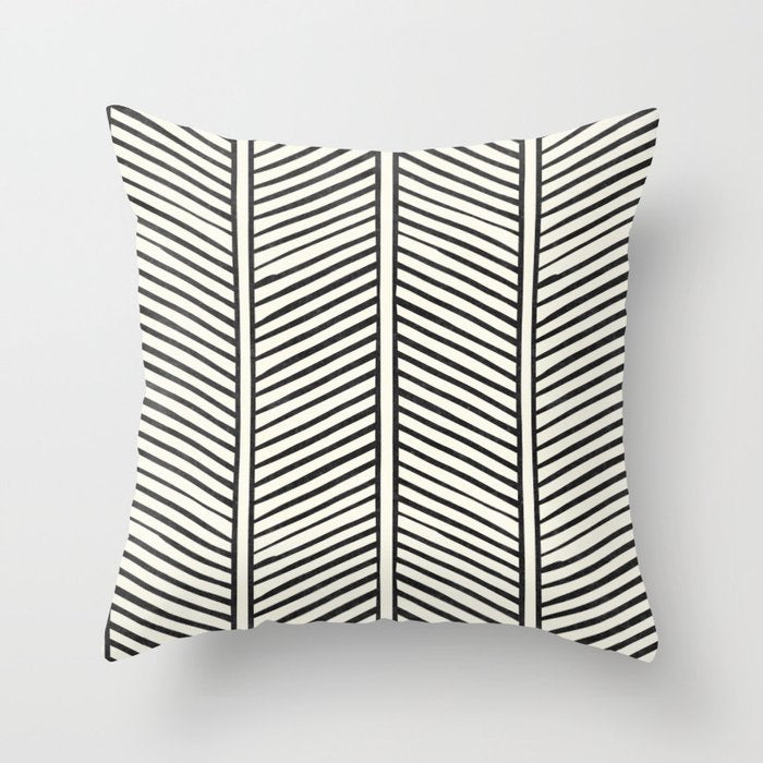 Organic Chevron - Inkwell On Cream Throw Pillow