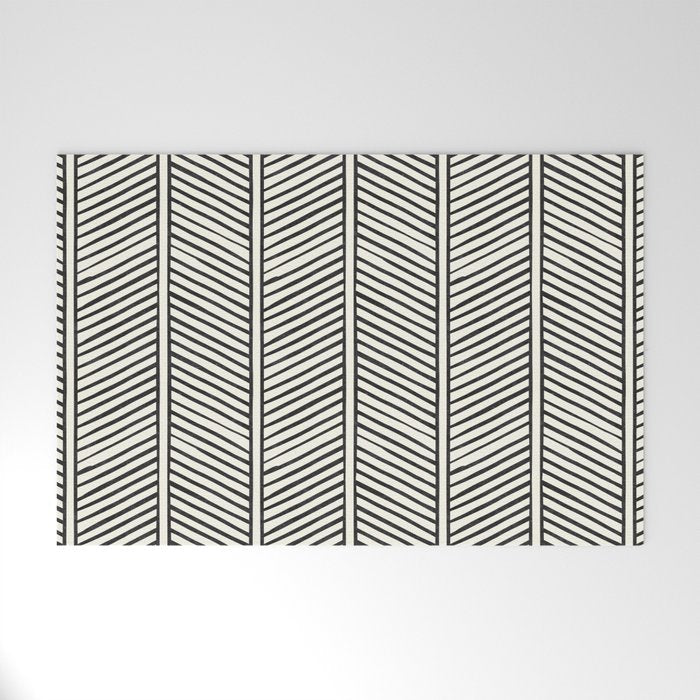 Organic Chevron - Inkwell On Cream Welcome Mat