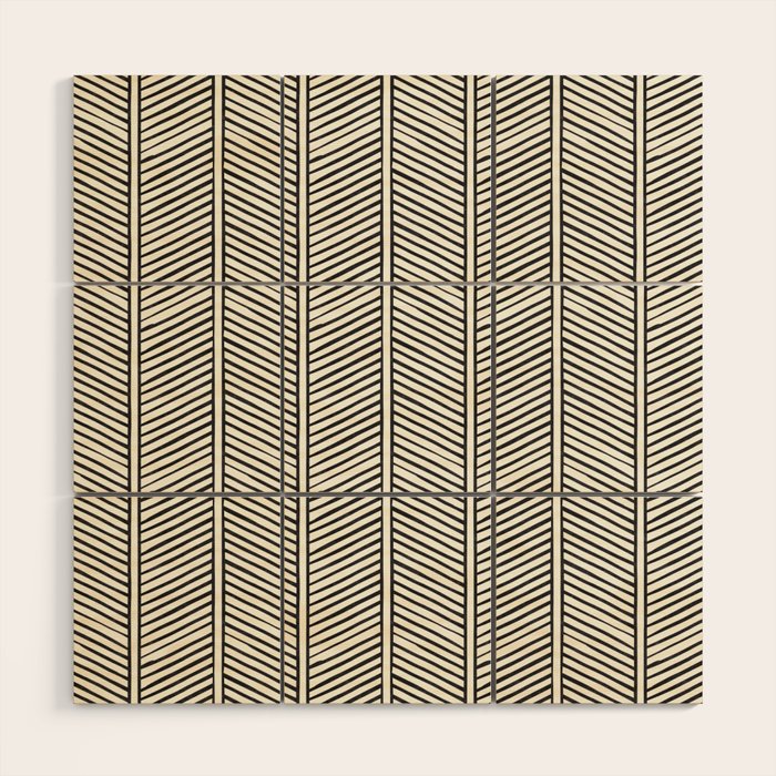 Organic Chevron - Inkwell On Cream Wood Wall Art